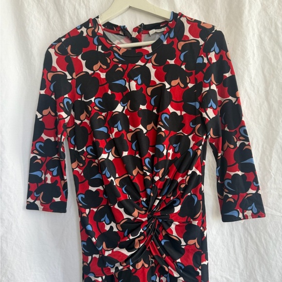 BOSS ELEIKA PRINT JERSEY SHEATH DRESS FLORAL RED BLACK Size XS - Picture 11 of 16